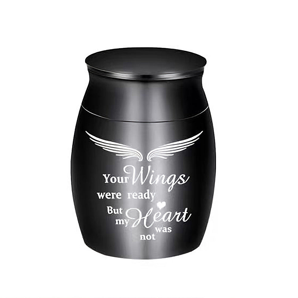 Black pet memorial ashes urn