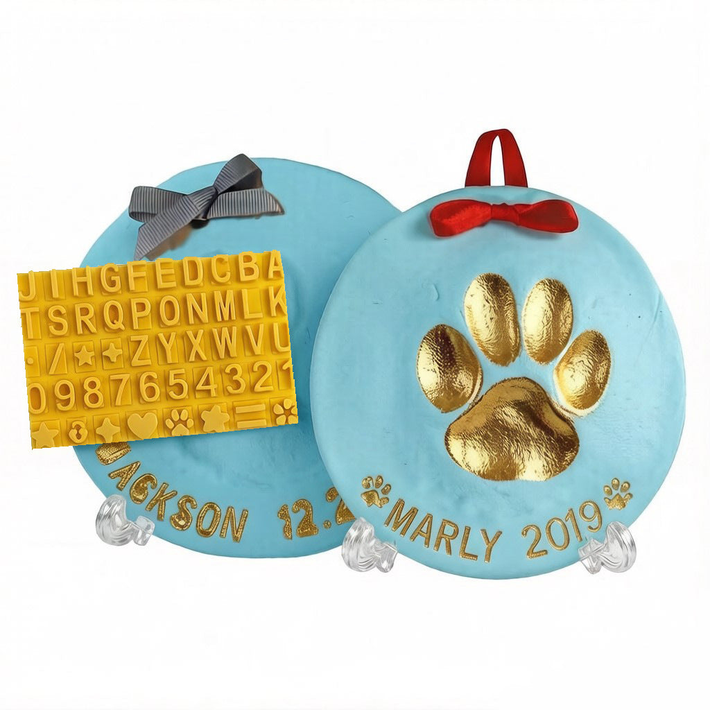 Blue pet paw print clay keepsake kit