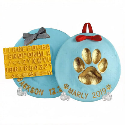 Blue pet paw print clay keepsake kit
