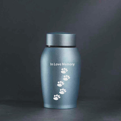 Blue metal pet ashes urn