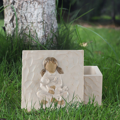 Pet Memorial Urn Box - Resin Dog or Cat Keepsake Ashes Storage