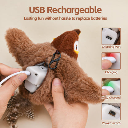 Flappy Bird Cat Toy for Indoor Cats, Chirping Flapping Wings Bird, Interactive Catnip Toys, Plush Kitten Exercise Toys
