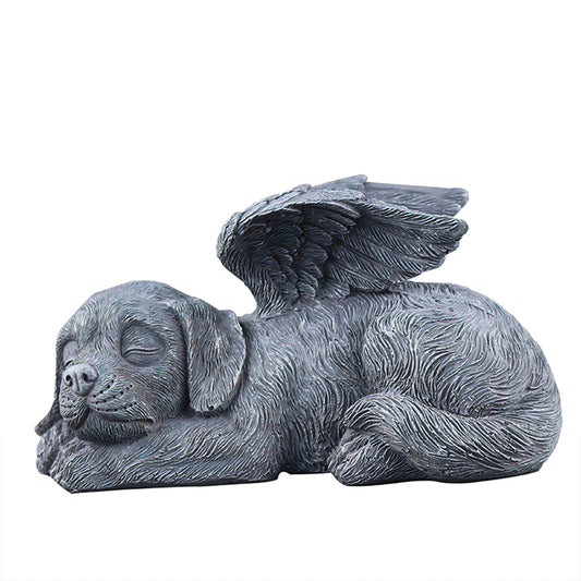Sleeping Angel Pet Memorial Statue – Winged Dog or Cat Garden Ornament