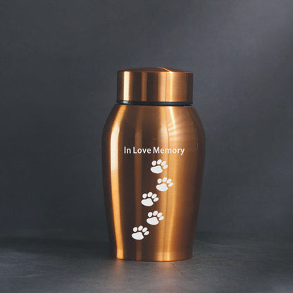 Gold metal pet ashes urn