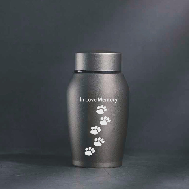 Gray metal pet ashes urn