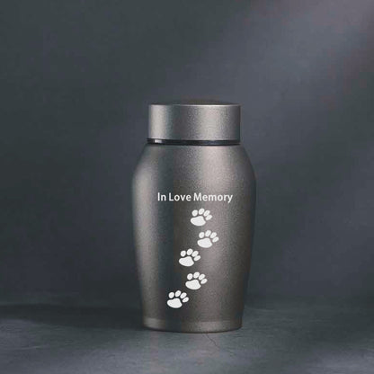 Gray metal pet ashes urn