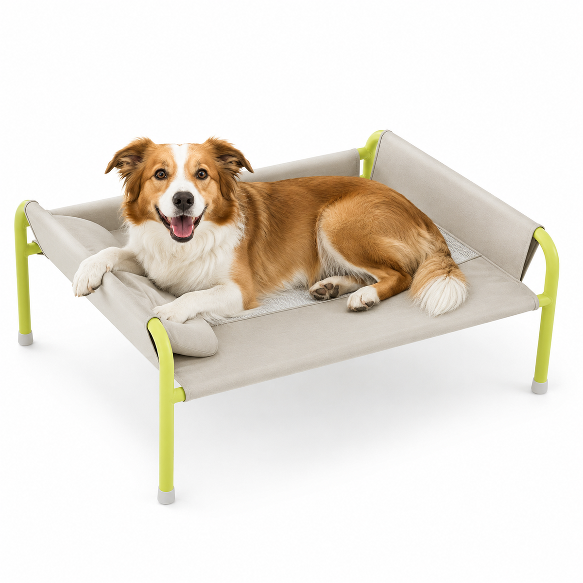 Cooling Elevated Dog Bed with 3-Sided Bolsters, Breathable Mesh Raised Dog Cot for Large Dogs