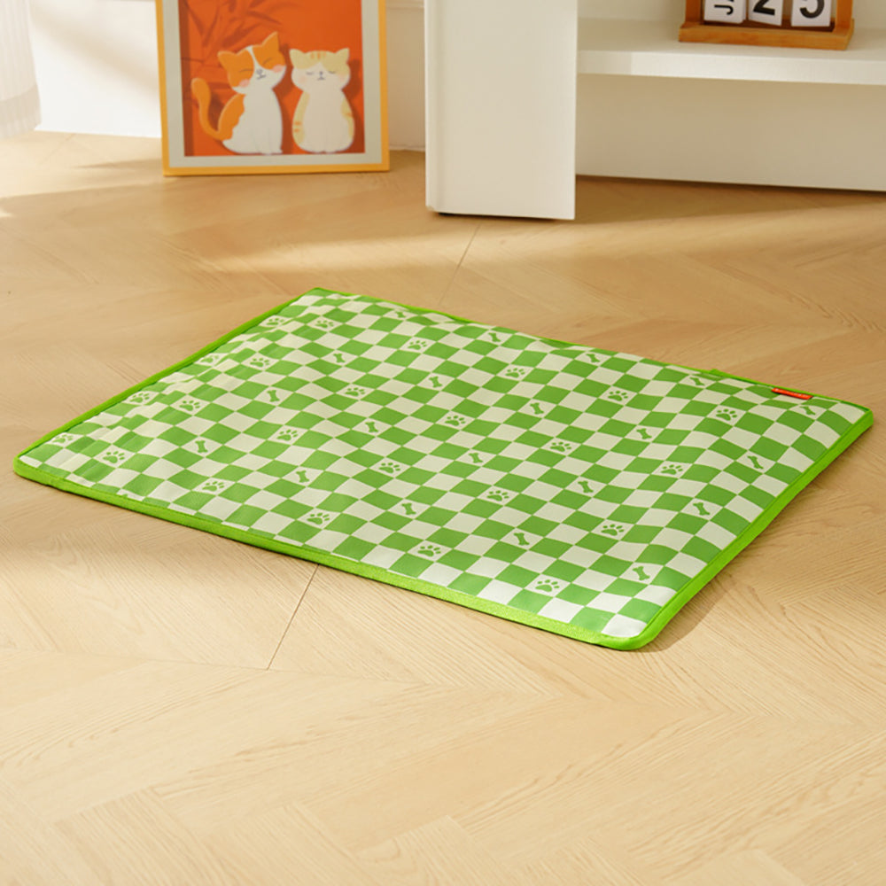 Checkered Pet Cooling Gel Mat - Durable Oxford Dog Pad