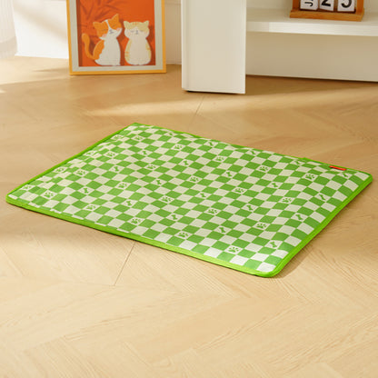 Checkered Pet Cooling Gel Mat - Durable Oxford Dog Pad