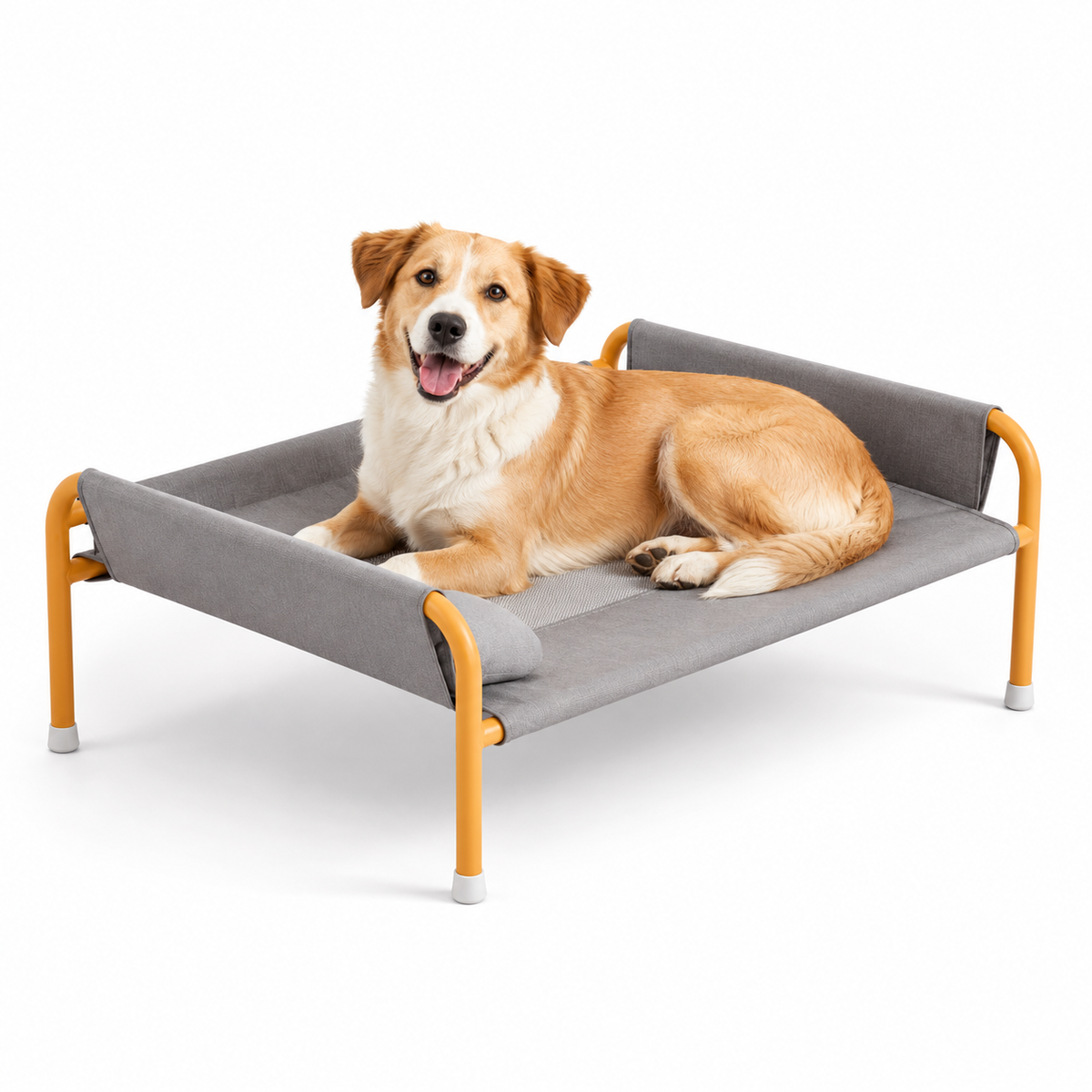 Cooling Elevated Dog Bed with 3-Sided Bolsters, Breathable Mesh Raised Dog Cot for Large Dogs