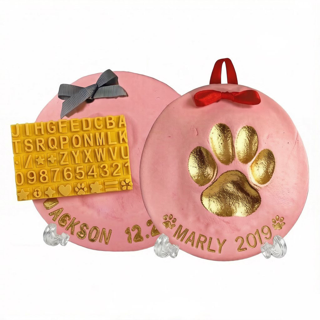 Pink pet paw print clay keepsake kit