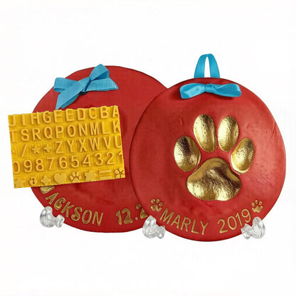 Red pet paw print clay keepsake kit