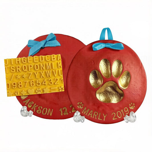 Red pet paw print clay keepsake kit