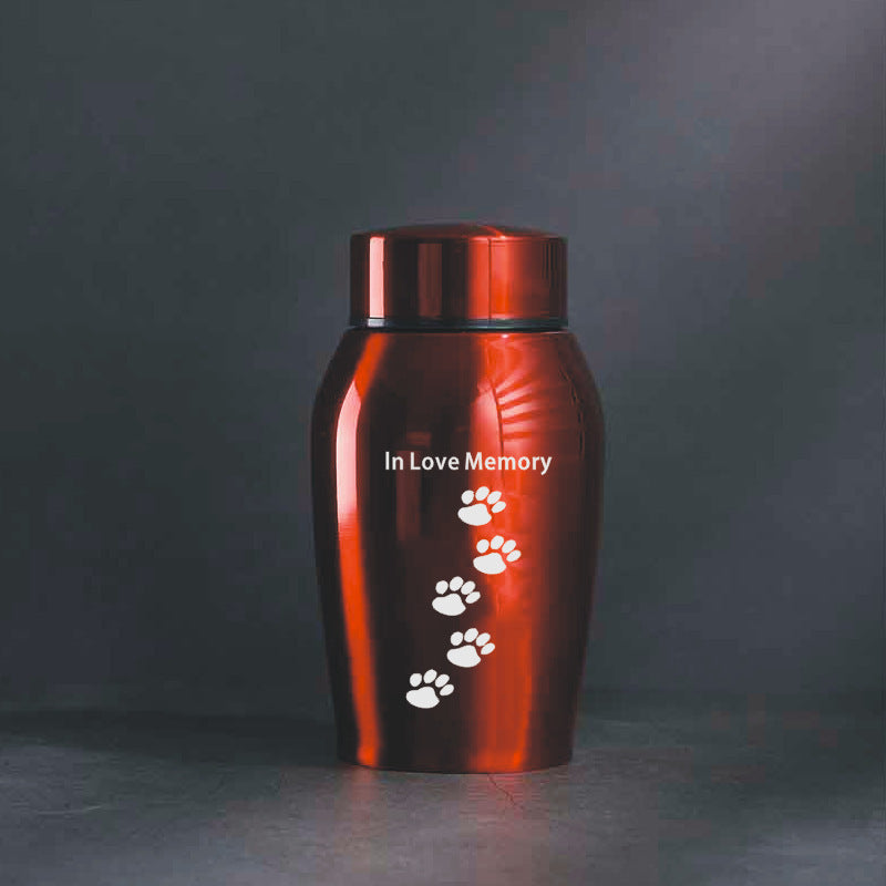 Red metal pet ashes urn