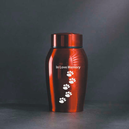 Red metal pet ashes urn