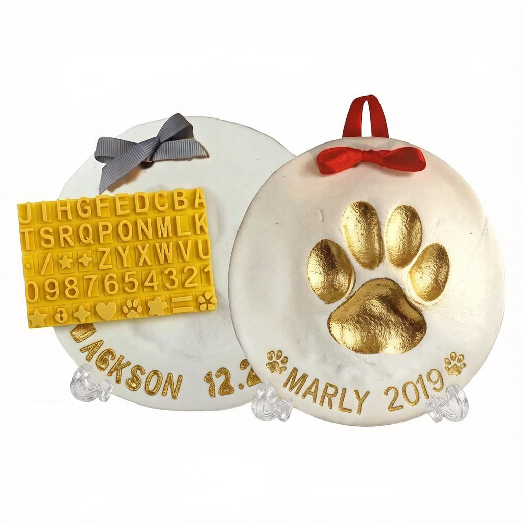 White pet paw print clay keepsake kit