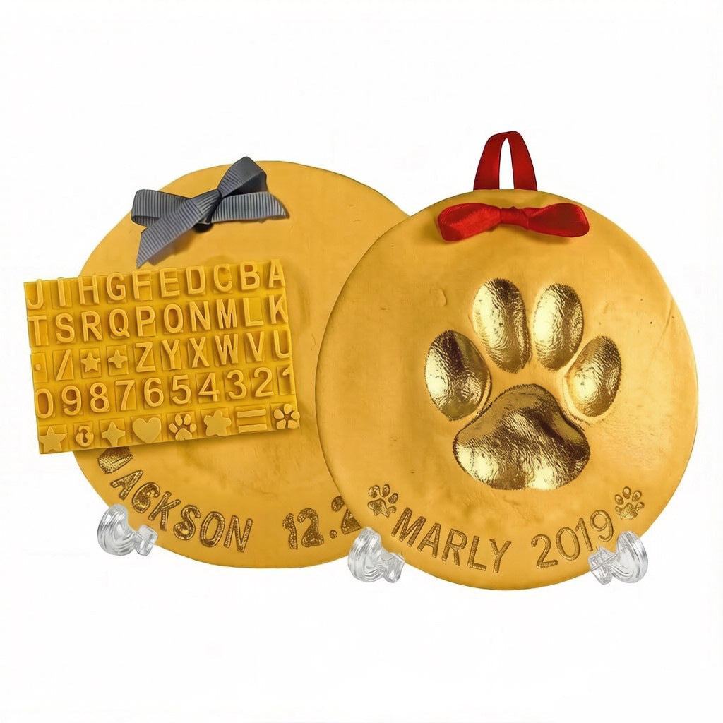 Yellow pet paw print clay keepsake kit